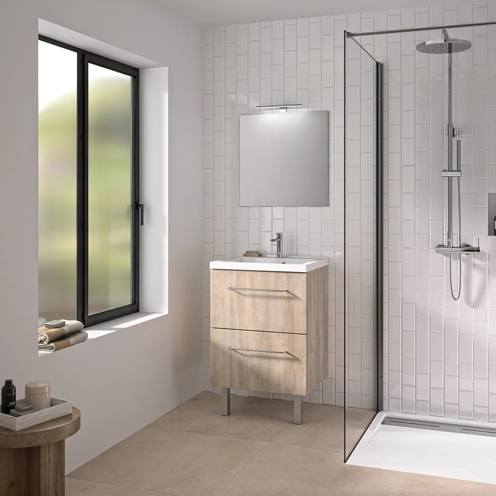 Meuble salle de bains avec miroir LED