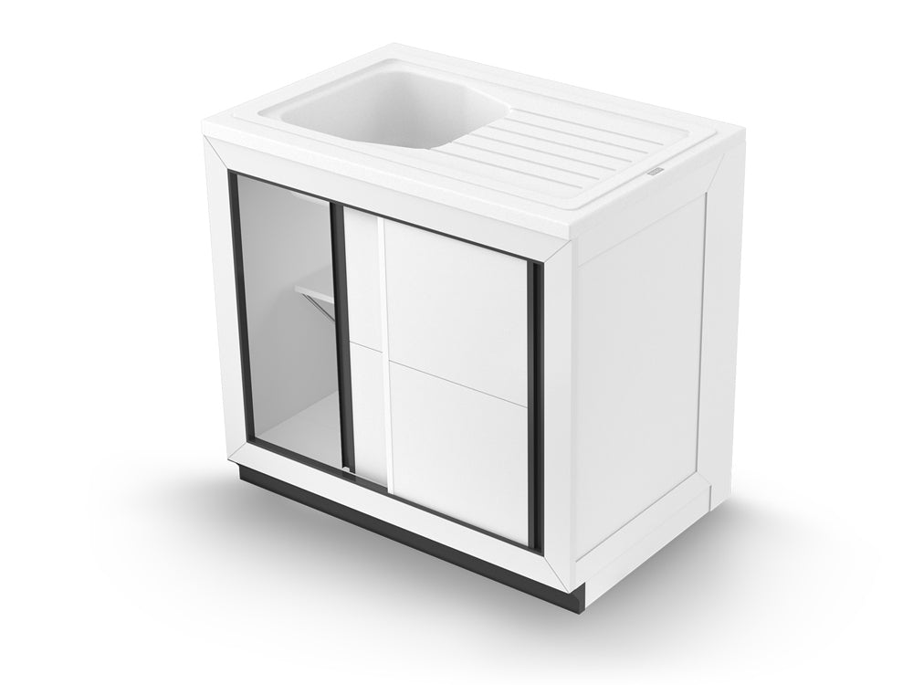 Concept meuble + évier VENDÉE 90 composite à poser – 1 cuve – Portes coulissantes