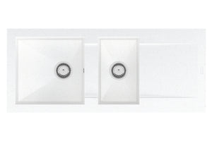 Évier à encastrer DUKKAH 2 bacs Blanc - 118x50x20 cm