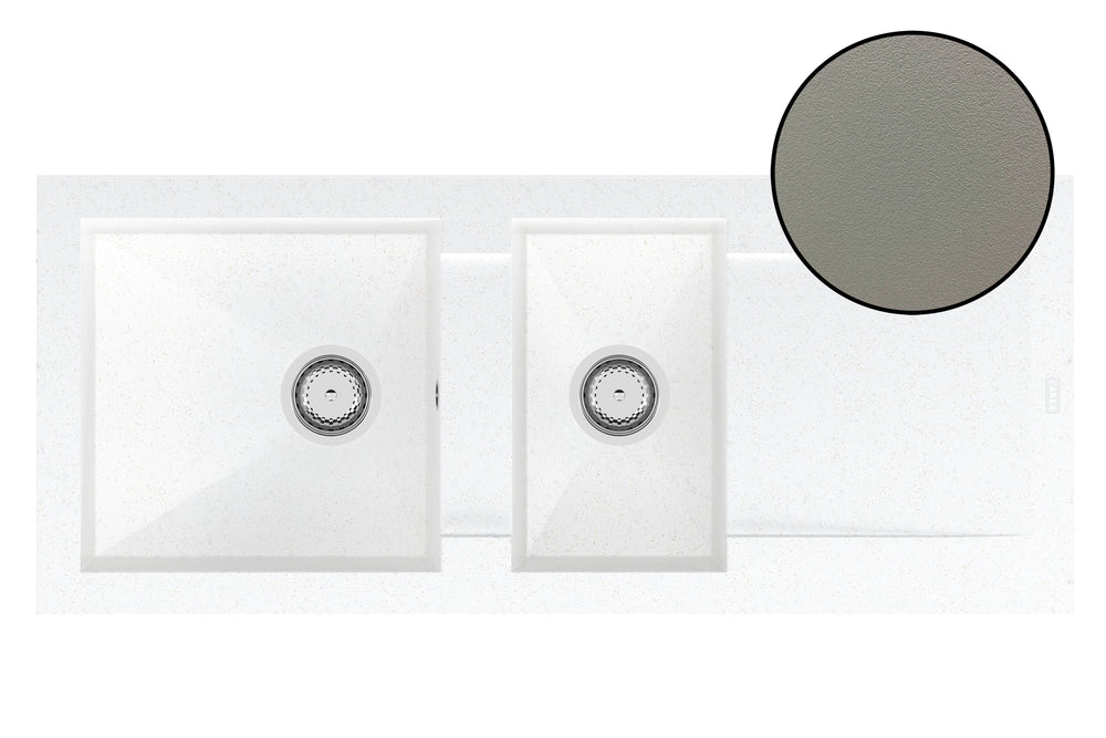 Évier à encastrer DUKKAH 2 bacs Taupe