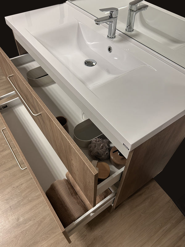 Concept plan vasque + meuble tiroirs LUNEA 120 cm