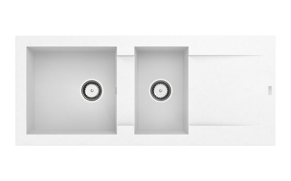 Évier à encastrer DUKKAH 2 bacs Blanc - 118x50x20 cm