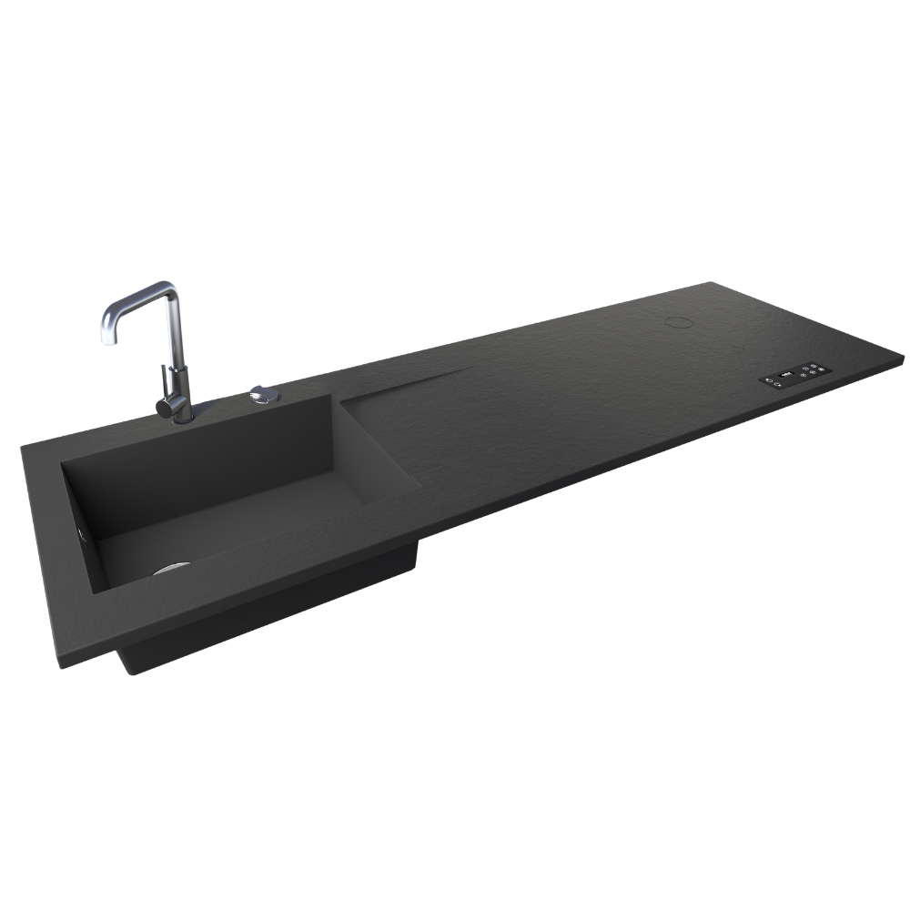 Évier XXL + cuisson invisible 2 zones