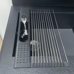 Égouttoir enroulable avec bac à couverts