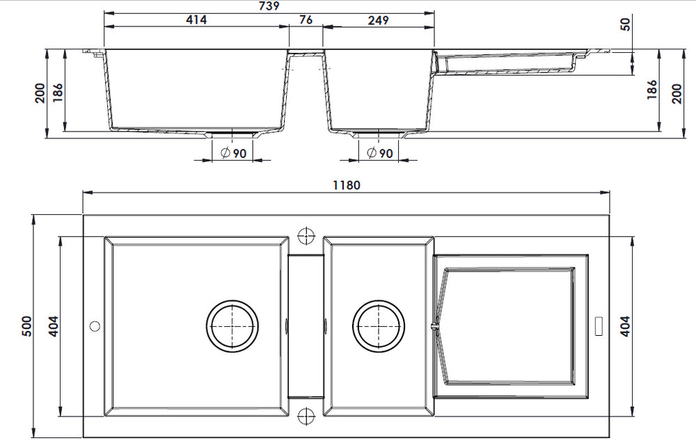 Promo ! Évier séchant ÉOLE 2 bacs Taupe