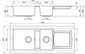 Évier séchant ÉOLE 2 bacs