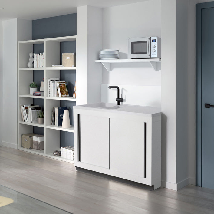 Concept meuble + évier GIGA 120 composite à poser – 1,5 cuve – Portes coulissantes