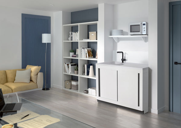 Concept meuble + évier GIGA 120 composite à poser – 1,5 cuve – Portes coulissantes
