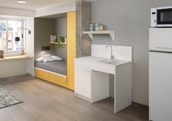 Concept meuble + évier GIGA 120 Sénior à poser – Accessibilité optimisée – Minéral CAREA®