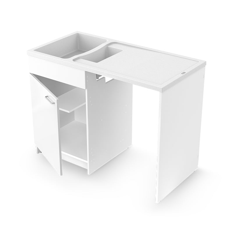 Concept meuble + évier GIGA 120 à poser – 1,5 cuve – Minéral CAREA®