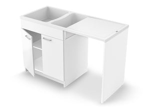 Concept meuble + évier GIGA 140 à poser – 2 cuves – Minéral CAREA®