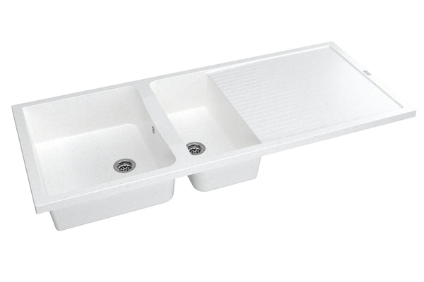 Concept meuble + évier GIGA 140 à poser – 2 cuves – Minéral CAREA®