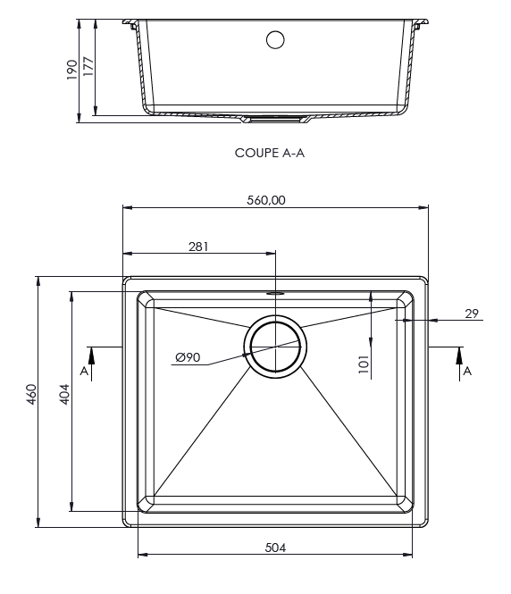 Évier sous et sur plan MODULA