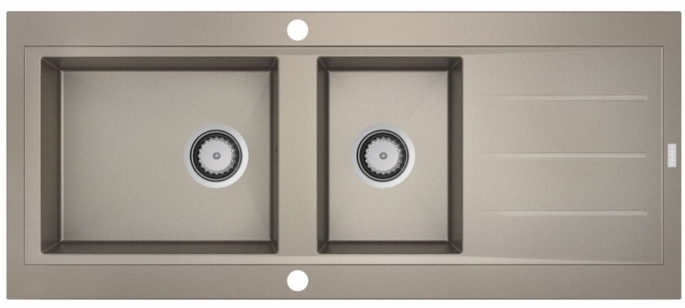 Évier à encastrer OMÉGA 2 bacs Taupe