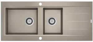 Évier à encastrer OMÉGA 2 bacs Taupe