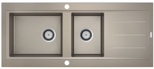 Évier à encastrer OMÉGA 2 bacs Taupe