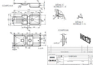 Promo ! Évier à encastrer DUO 2 bacs Taupe