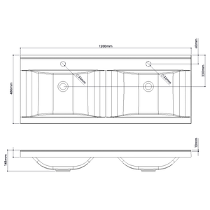 Concept plan double vasque + meuble tiroirs LUNEA 120 cm