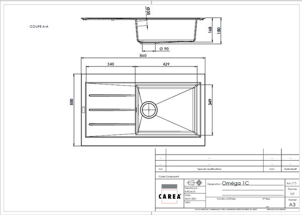 Évier à encastrer OMÉGA 1 bac