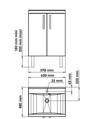 Concept plan vasque + meuble portes TOUCAN 60 cm