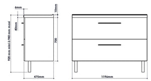 Concept plan double vasque + meuble tiroirs LUNEA 120 cm