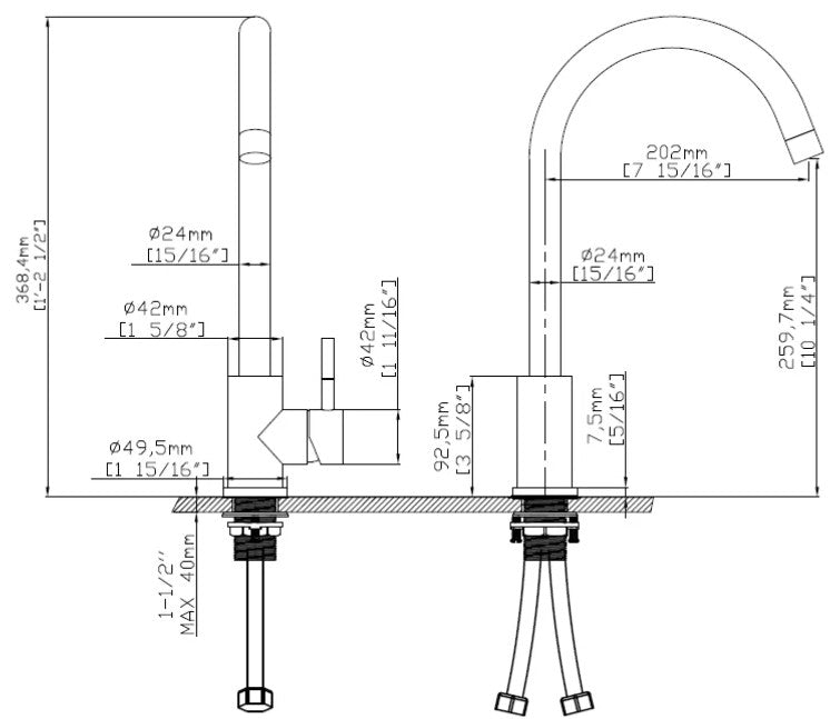 Mitigeur Col de cygne Noir