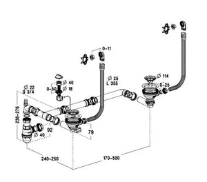 Vidage automatique pour évier EOLE 2 bacs