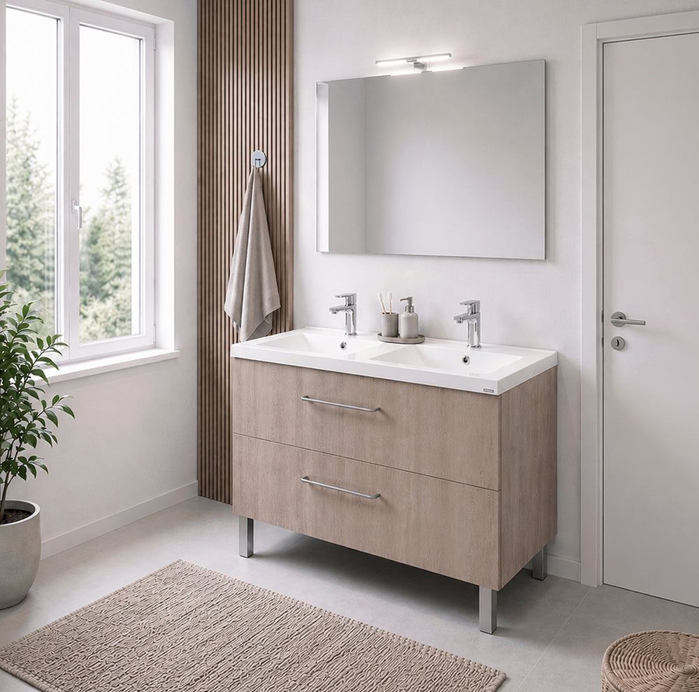 Concept plan double vasque + meuble tiroirs LUNEA 120 cm
