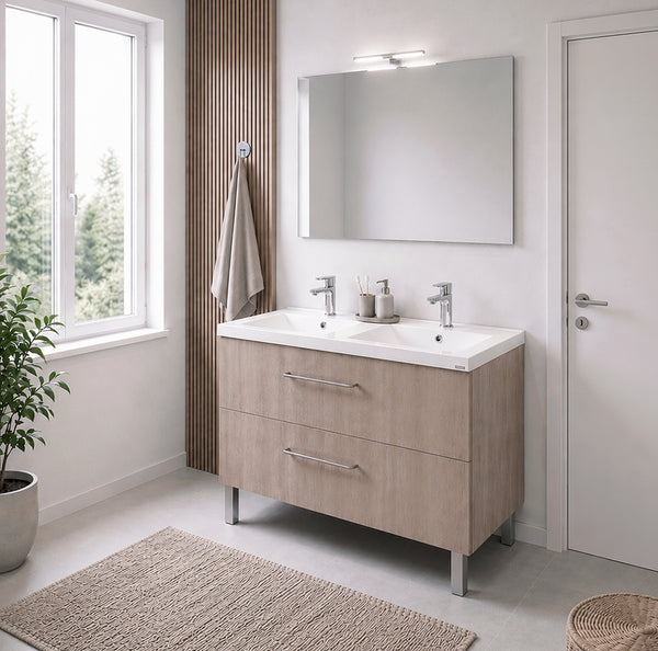 Concept plan double vasque + meuble tiroirs LUNEA 120 cm