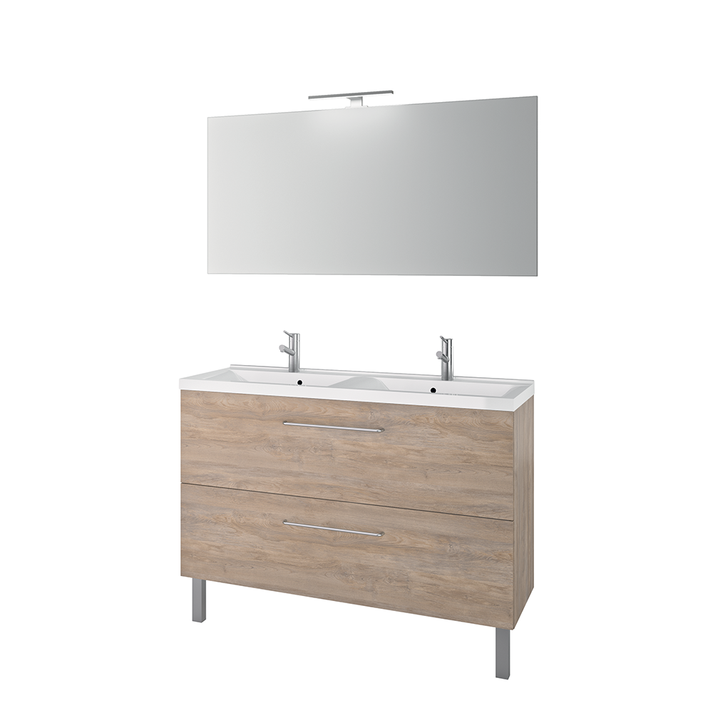 Concept plan double vasque + meuble tiroirs LUNEA 120 cm