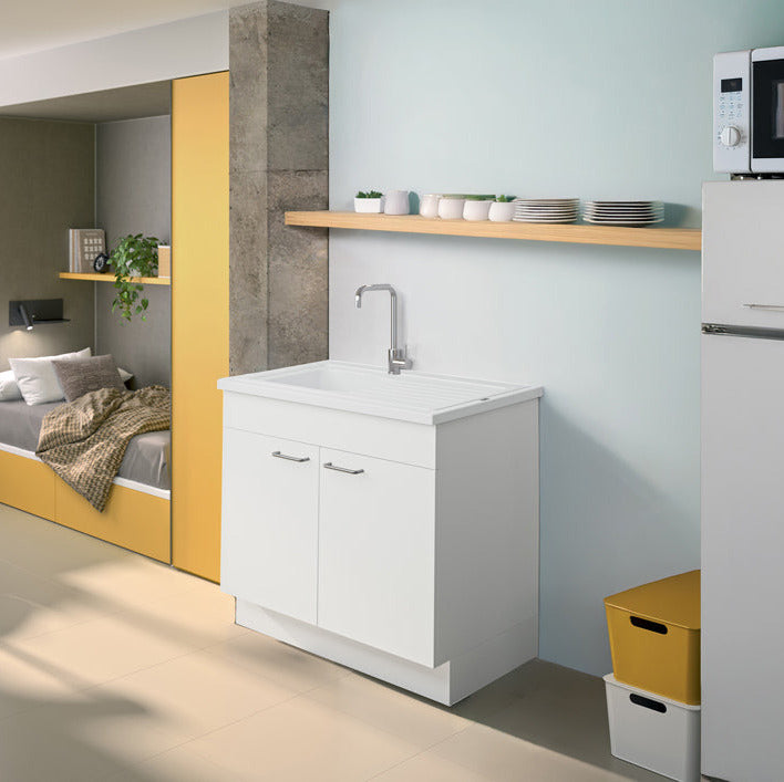 Concept meuble + évier VENDÉE 90 à poser – 1 cuve – Minéral CAREA®