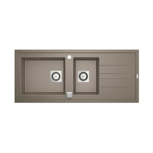 Évier à encastrer ARCOS 2 bacs Taupe - 117x50x18 cm