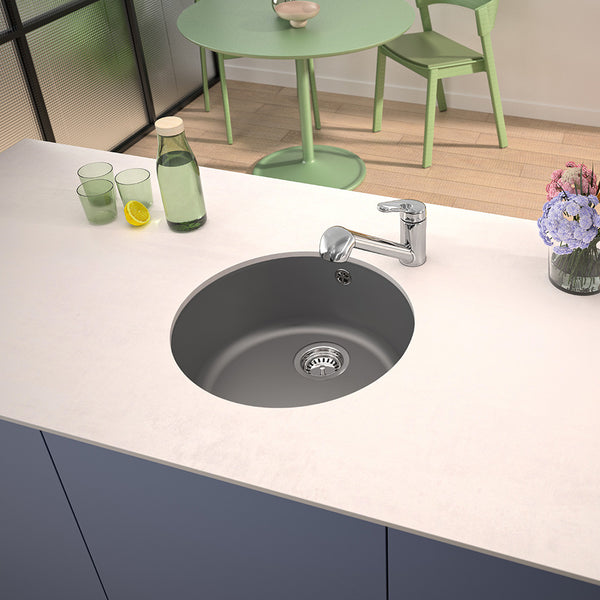 Évier rond sous et sur plan MIRADE