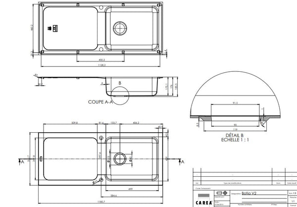 Évier à encastrer BOTIA 1 bac