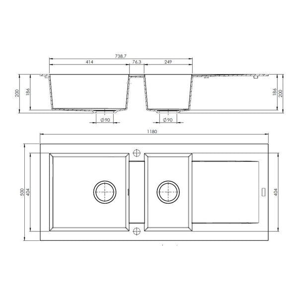 Évier Granit BALSA 2 bacs