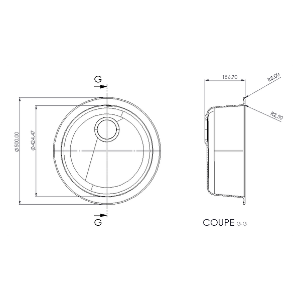 Évier rond sous et sur plan MIRADE