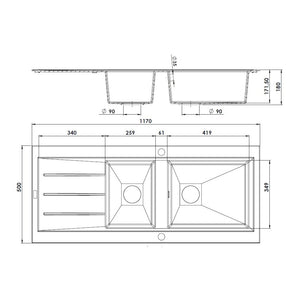 Évier à encastrer OMÉGA 2 bacs
