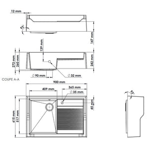 Évier Timbre d'office 1 bac