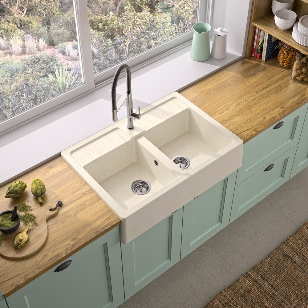 Évier Timbre d'office 2 bacs