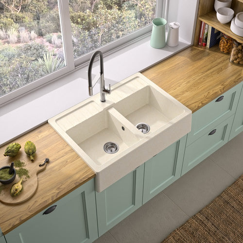 Évier Timbre d'office 2 bacs