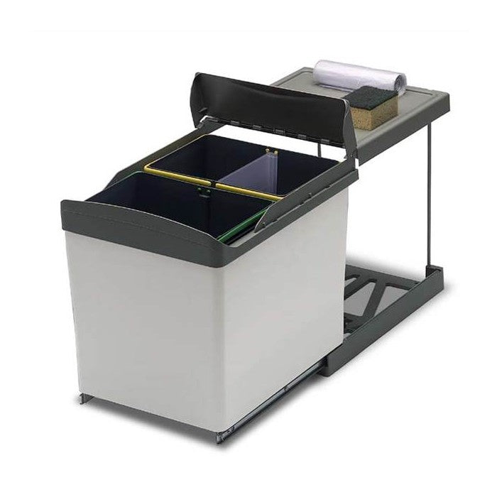 Poubelle tri sélectif 2 bacs 21 L sous évier – pour Véndée et Normandie mélaminé