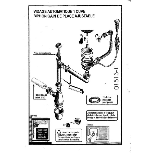 Vidage automatique 1 bac modèle rond