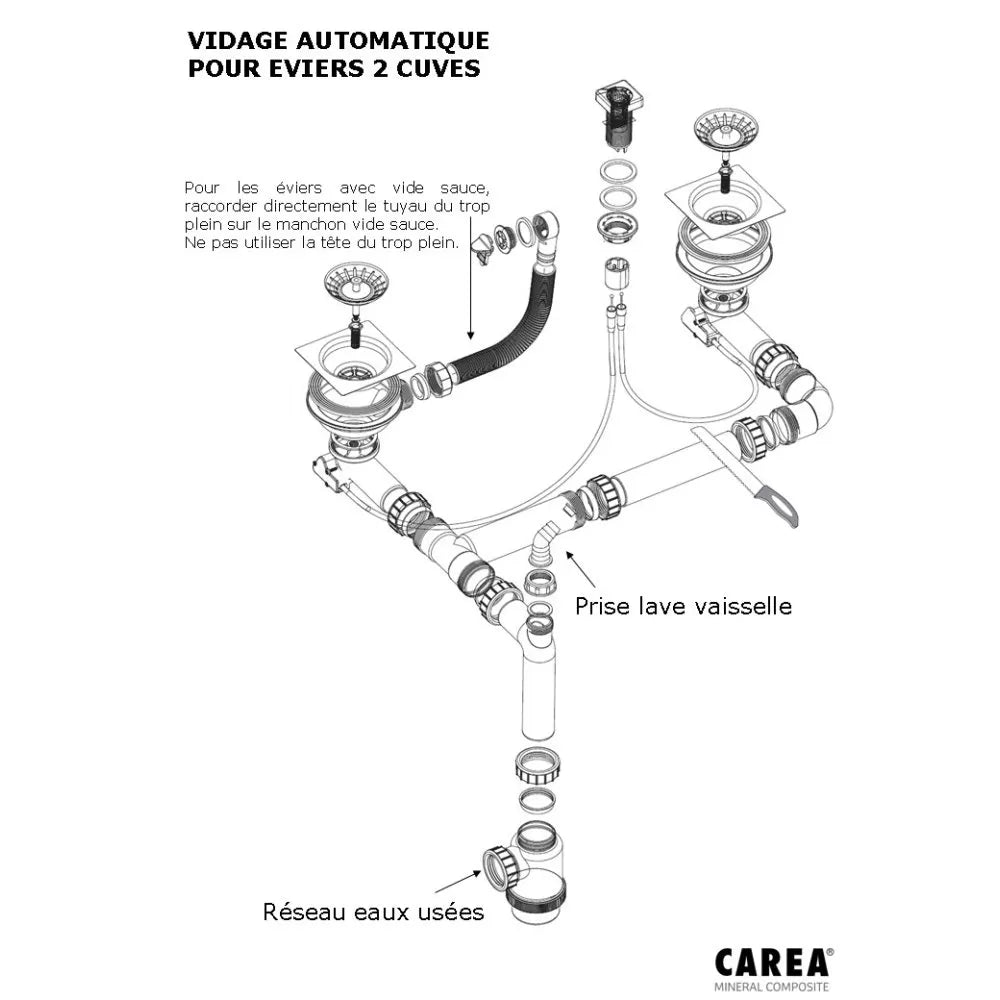 Vidage automatique 2 bacs modèle carré